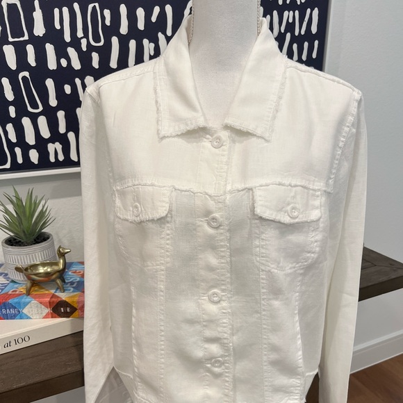 NWOT Tommy Bahama Women’s Two Palms Linen Raw Edge Jacket - XL - White - Picture 1 of 7